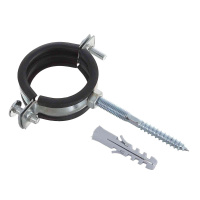 Держатель трубный оцинкованный 3/4" для труб (Дн 25…30,мм) с сантехшпилькой М8 х 80мм и дюбелем М10 х 50 мм